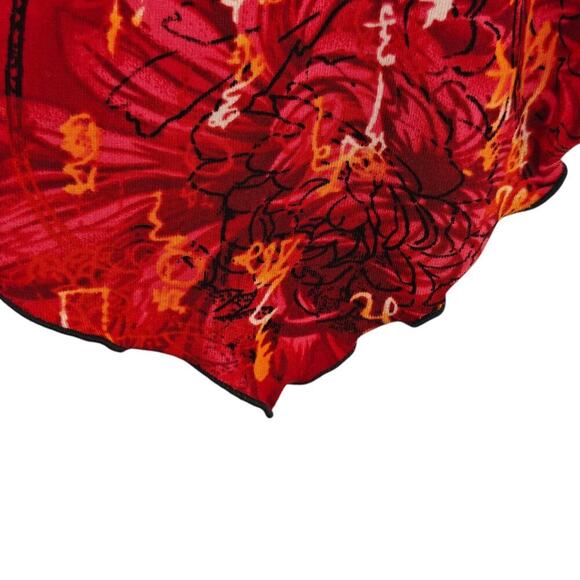 Chico's Travelers Asian Inspired Top Size Large / 2 Red Asymmetrical Hem Stretch - Picture 3 of 6